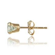 14K Yellow Gold 1/2ct Green Amethyst Stud Earrings, 4mm