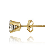 14K Yellow Gold 1.1ct White Topaz Stud Earrings, 5mm