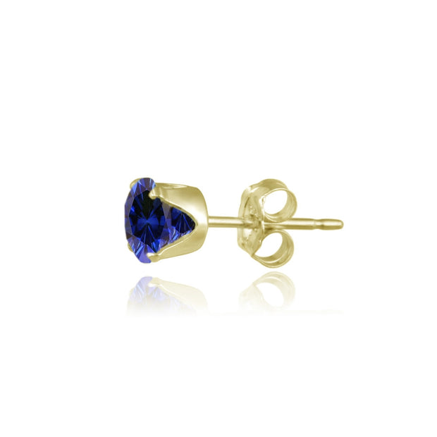 14K Yellow Gold 2.1 ct TGW Created Blue Sapphire Stud Earrings
