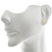 14K Yellow Gold Moon Button Earrings