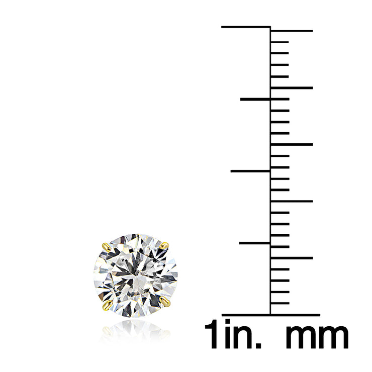 14K Yellow Gold 2.50 CTTW Cubic Zirconia Round Stud Earring, 7mm