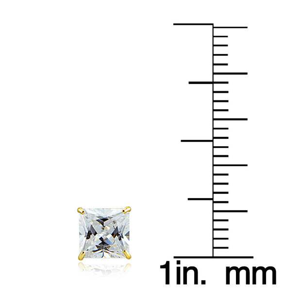 14K Yellow Gold 1.50 CTTW Cubic Zirconia Square Stud Earring, 5mm