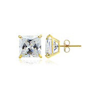 14K Yellow Gold 2.60 CTTW Cubic Zirconia Square Stud Earring, 6mm