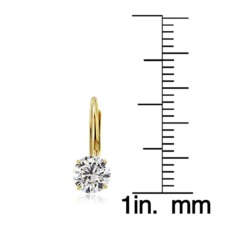 14K Yellow Gold 1.00 ct tdw Cubic Zirconia Round Leverback Earring, 5mm