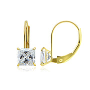 14K Yellow Gold 1.50 CTTW Cubic Zirconia Square Leverback Earring, 5mm