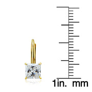 14K Yellow Gold 1.50 CTTW Cubic Zirconia Square Leverback Earring, 5mm