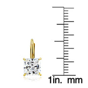 14K Yellow Gold 2.60 ct tdw Cubic Zirconia Square Leverback Earring, 6mm