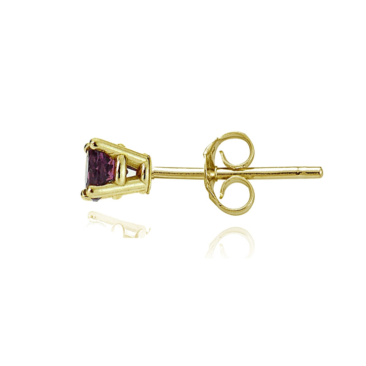 14k Yellow Gold African Amethyst 4mm Round Stud Earrings