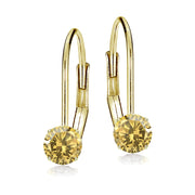 14k Yellow Gold Citrine 5mm Round Leverback Earrings