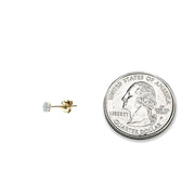 14K Gold Cubic Zirconia Small 4mm Round Stud Earrings for Men, Women, Boys & Girls