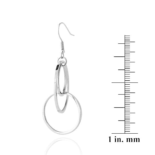 Stainless Steel Interlocking Hoops Dangle Earrings-3