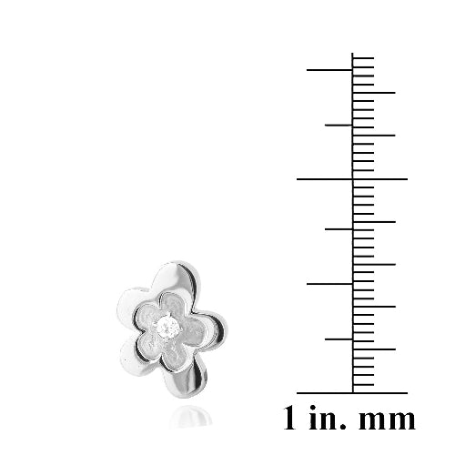 Stainless Steel CZ Flower Stud Earrings-3