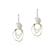 Sterling Silver Two-Tone Wavy Circles Dangle Earrings