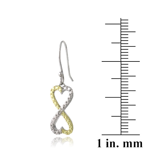 Sterling Silver Two Tone Diamond Accent Infinity Hearts Dangle Earrings-3