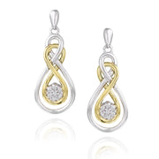 Sterling Silver & Gold Tone Diamond Accent Double Infinity Flower Earrings