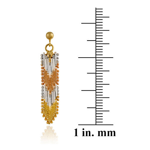 18K Gold over Sterling Silver Tri Color Chevron Link Earrings-3