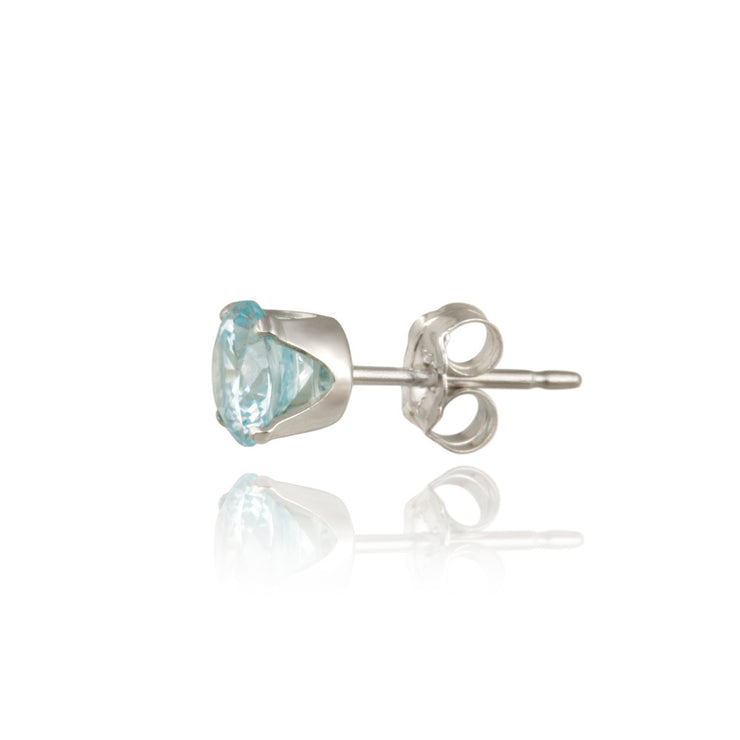 14K White Gold 2.1 ct TGW Created Blue Sapphire Stud Earrings