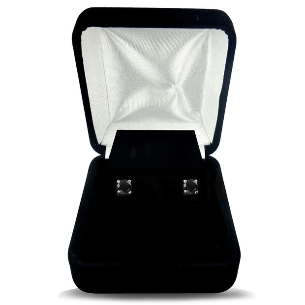 1/4 ct Round Black Diamond 14K White Gold Stud Earrings