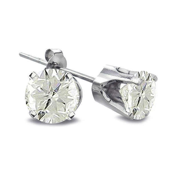 2/3 ct Round Diamond 14K White Gold Earrings, J-K, I3