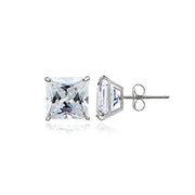 14K White Gold 1.50 CTTW Cubic Zirconia Square Stud Earring, 5mm