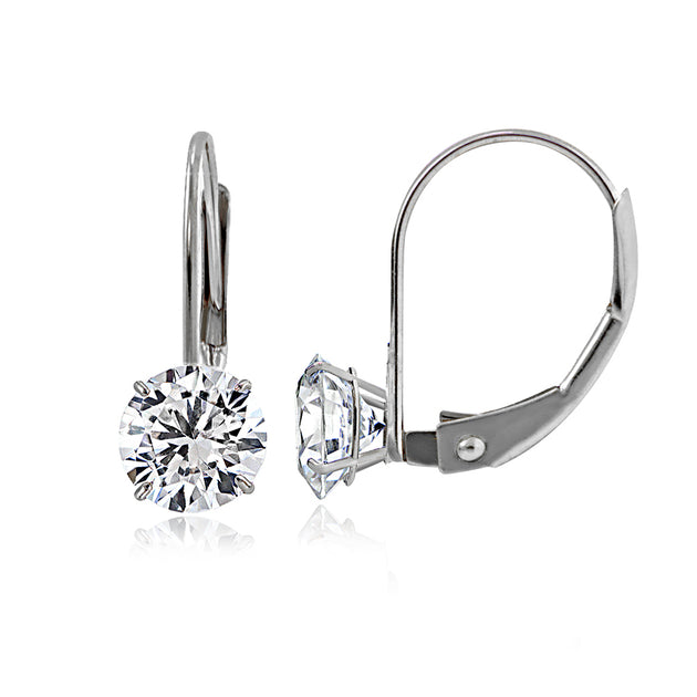 14K White Gold 1.00 ct tdw Cubic Zirconia Round Leverback Earring, 5mm ...