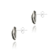 Sterling Silver 2/5ct Black Diamond & White Topaz Love Knot Stud Earrings