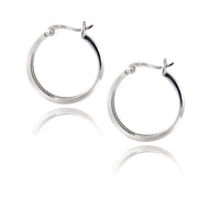 Sterling Silver 1/4 ct Black Diamond 20mm Hoop Earrings