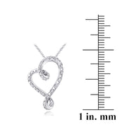 Sterling Silver 1/4ct Diamond Ribbon Heart Slide Necklace