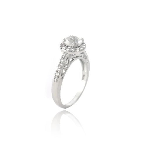 Sterling Silver 2ct White Topaz Round Ring-2