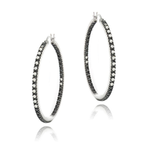 Sterling Silver 1/4 ct Diamond 35mm Hoop Earrings