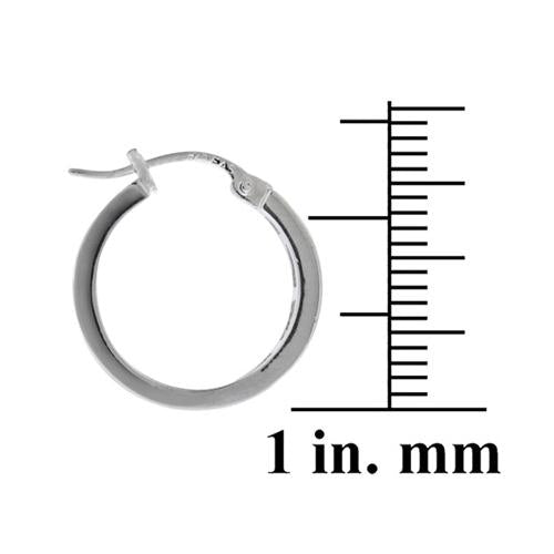 Sterling Silver Cubic Zirconia Inside Out Channel-Set 15mm Round Hoop Earrings-3