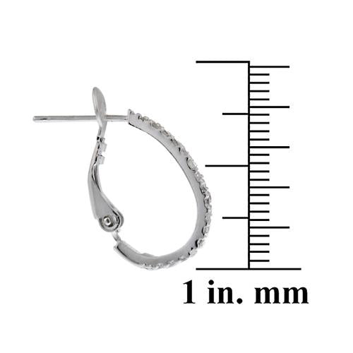 Sterling Silver Two Row CZ Half Hoop Earrings-2