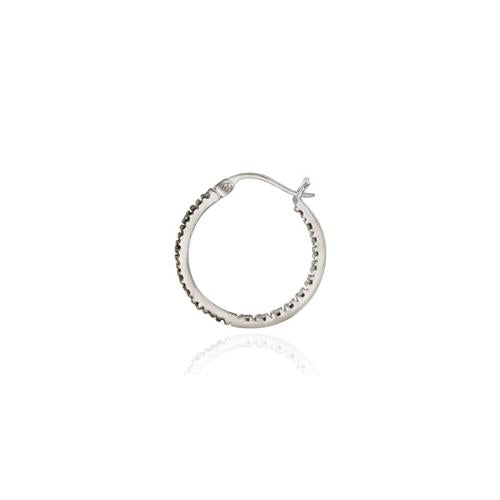Sterling Silver .10ct. tdw Champagne Diamond Inside-Out 20mm Hoop Earrings-2