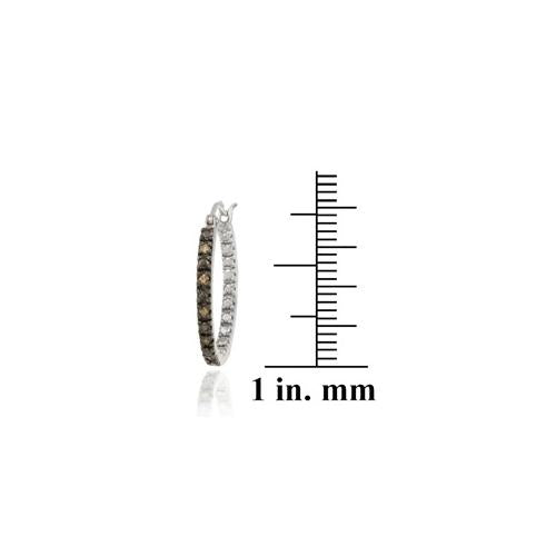 Sterling Silver .10ct. tdw Champagne Diamond Inside-Out 20mm Hoop Earrings