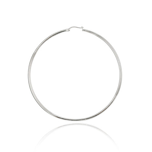 Sterling Silver 70mm Polished Hoop Earrings-2
