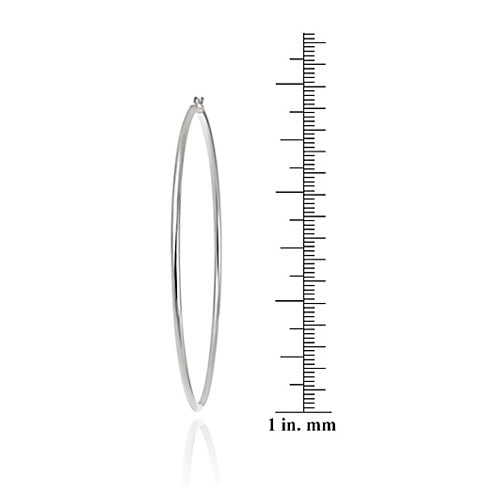 Sterling Silver 70mm Polished Hoop Earrings-3