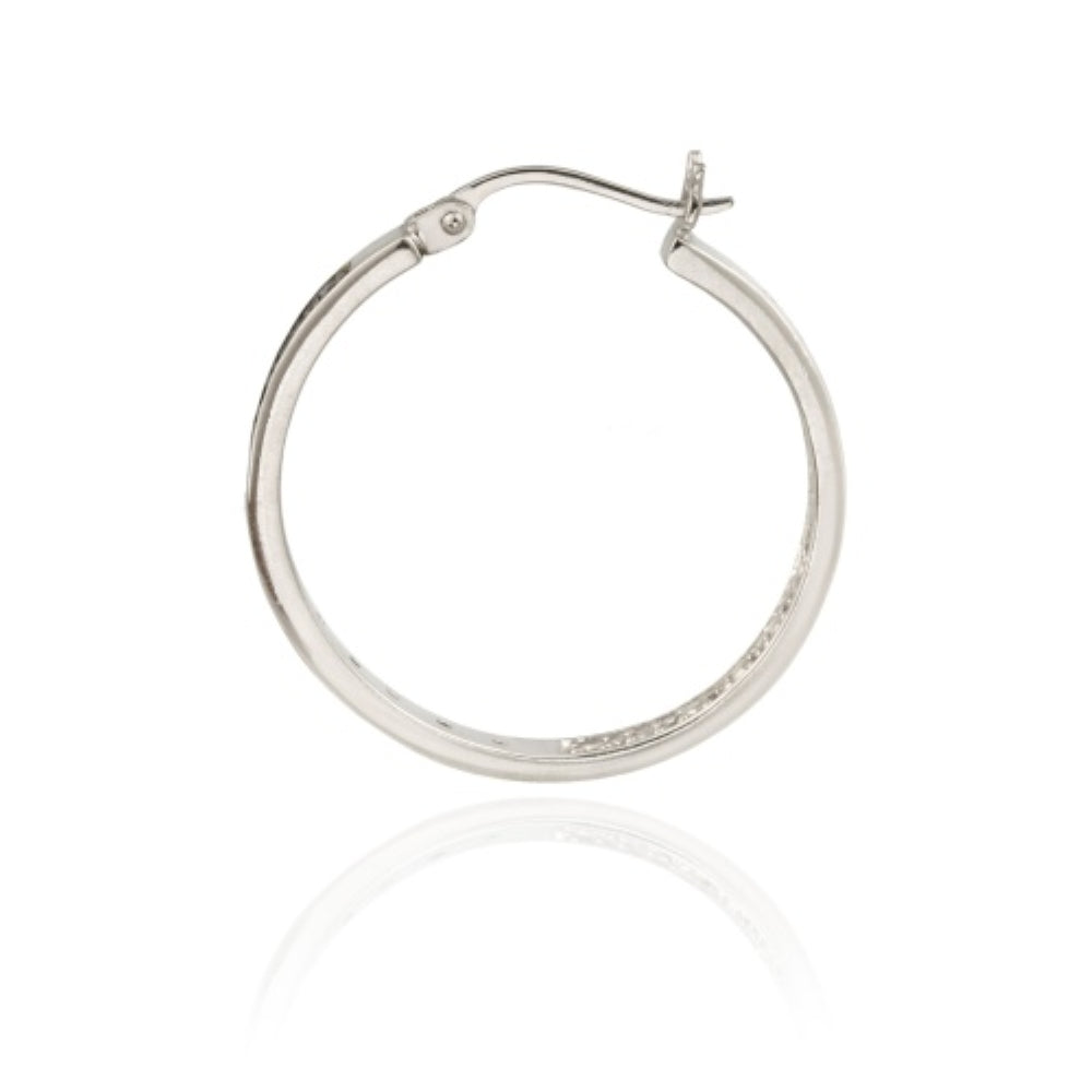 Sterling Silver .10ct. tdw Black Diamond 25mm Hoop Earrings-2