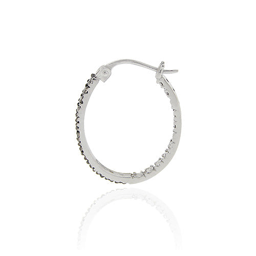 Sterling Silver Black Diamond Accent 25mm Hoop Earrings-2