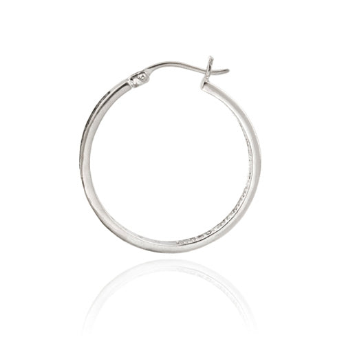 Sterling Silver .10ct. tdw Champagne Diamond 25mm Hoop Earrings-2
