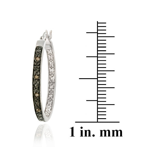 Sterling Silver .10ct. tdw Champagne Diamond 25mm Hoop Earrings-4