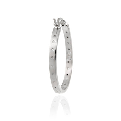 Sterling Silver .10ct. tdw Champagne Diamond 22mm Hoop Earrings-3