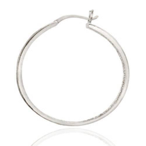 Sterling Silver Black Diamond Accent Hoop Earrings-2