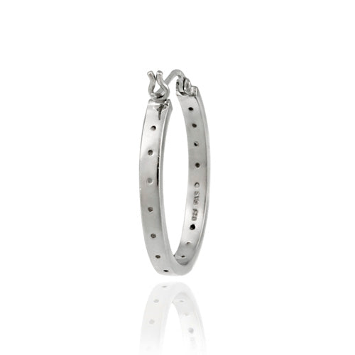 Sterling Silver .10ct. tdw Champagne Diamond 25mm Oval Hoop Earrings-2