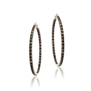 Sterling Silver 3/4ct. tdw Champagne Diamond Inside Out Hoop Earrings