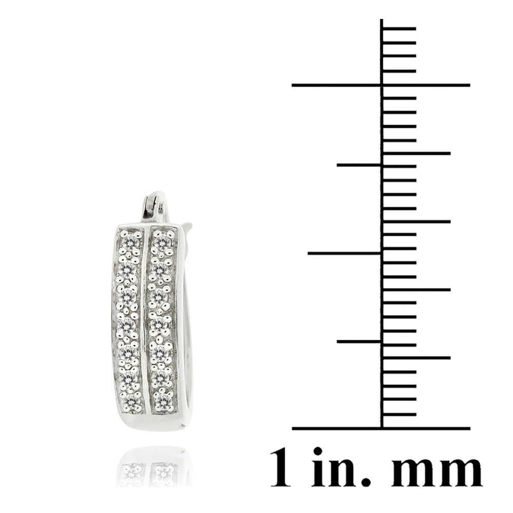Sterling Silver 1/4 ct Diamond 18mm Oval Hoop Earring-3
