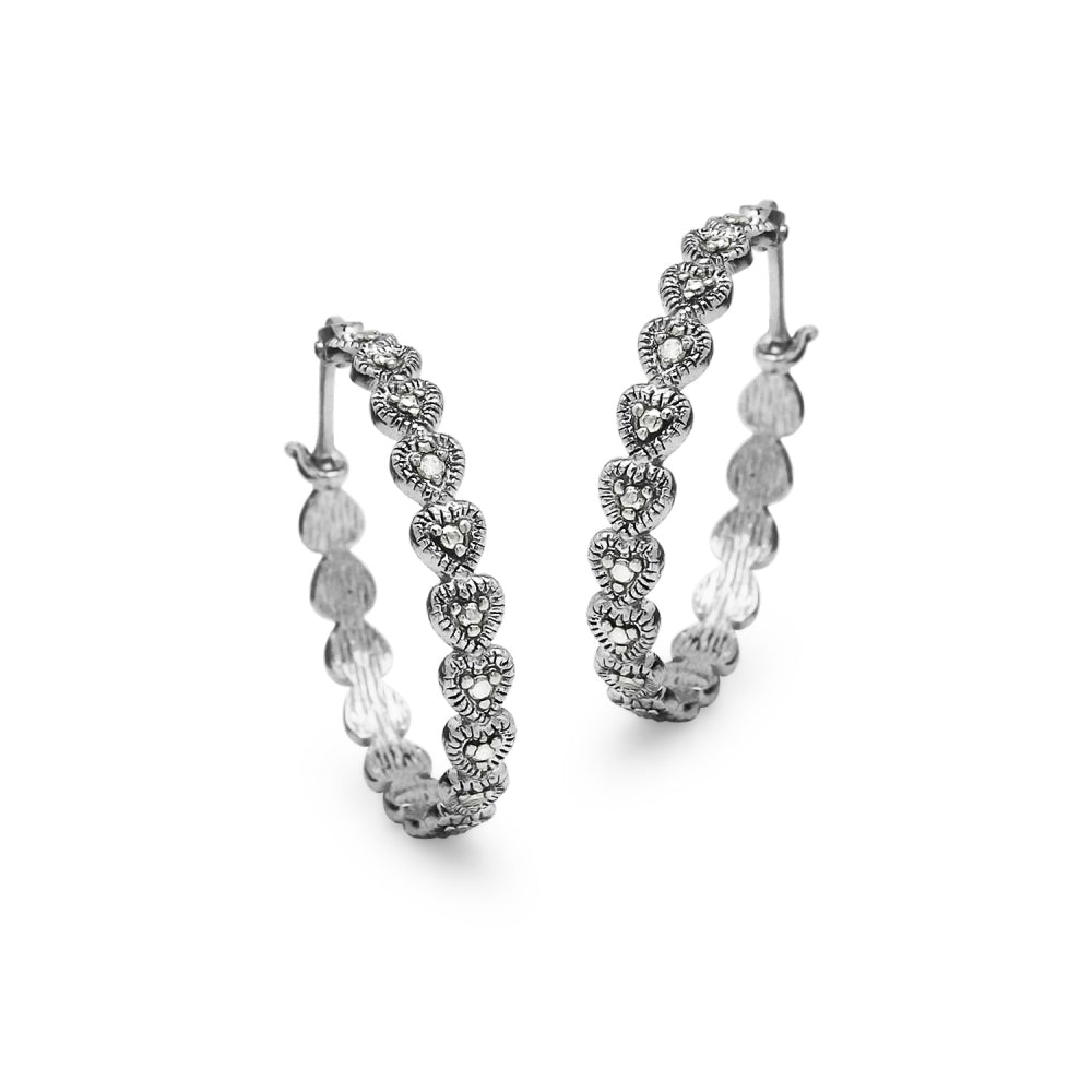Sterling Silver Round Diamond Accent 25mm Round Hoop Earrings, JK-I3