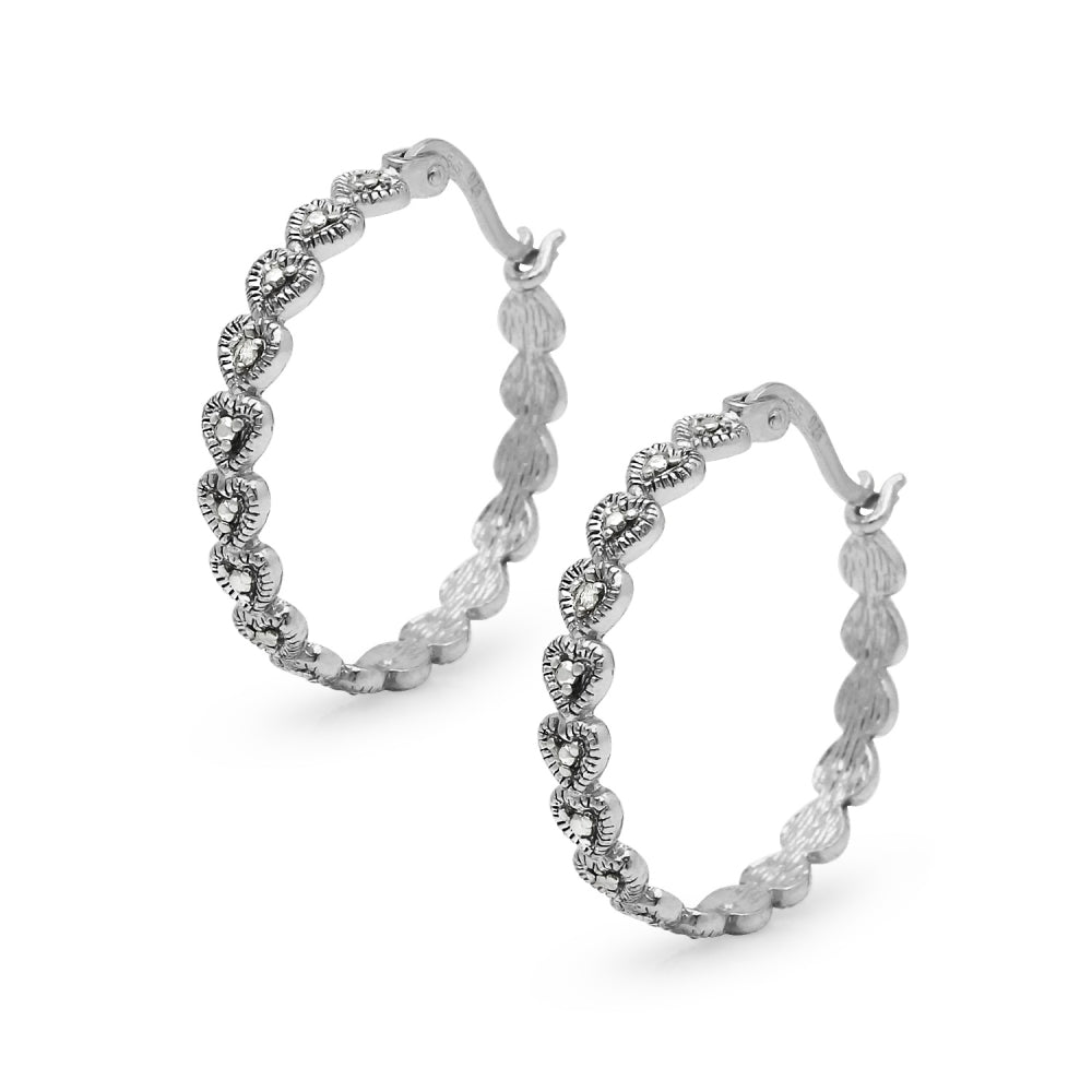 Sterling Silver Round Diamond Accent 25mm Round Hoop Earrings, JK-I3-2
