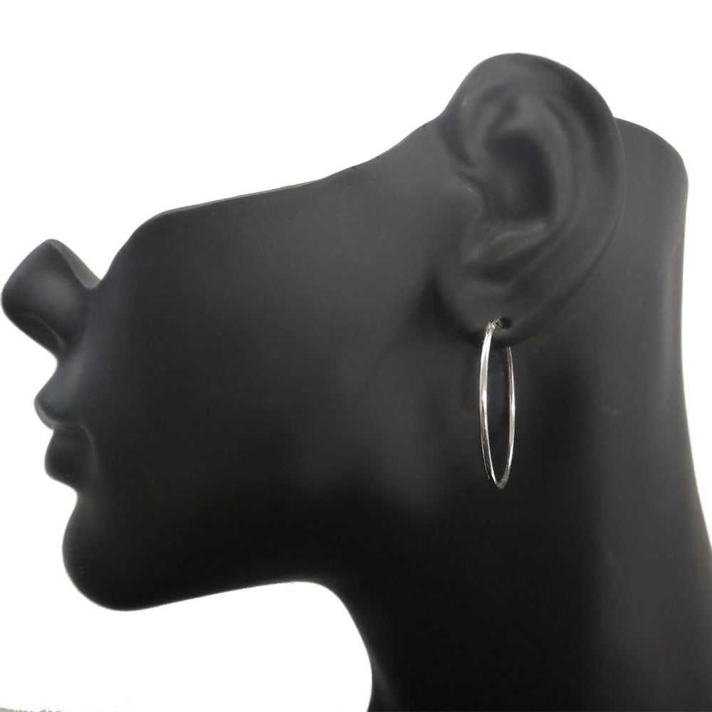 Sterling Silver 30mm Round Endless Hoop Earrings-2