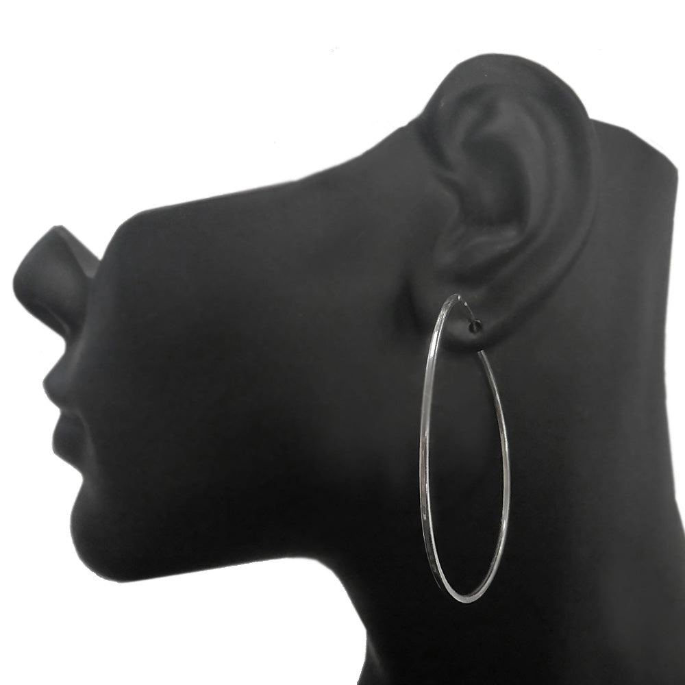Sterling Silver 50mm Round Endless Hoop Earrings-2