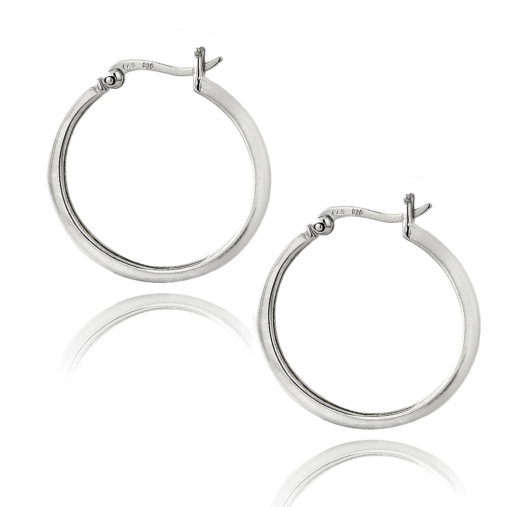 Sterling Silver Blue Topaz 25mm Hoop Earrings-2